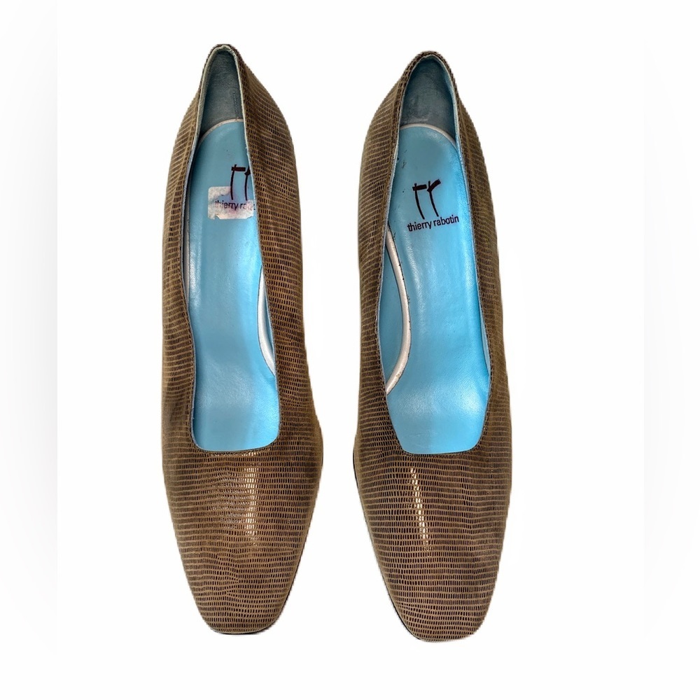 Theirry Rabotin Womens Suede Embossed Pumps Size 40 Metallic Brown Made in Italy - Picture 4 of 15
